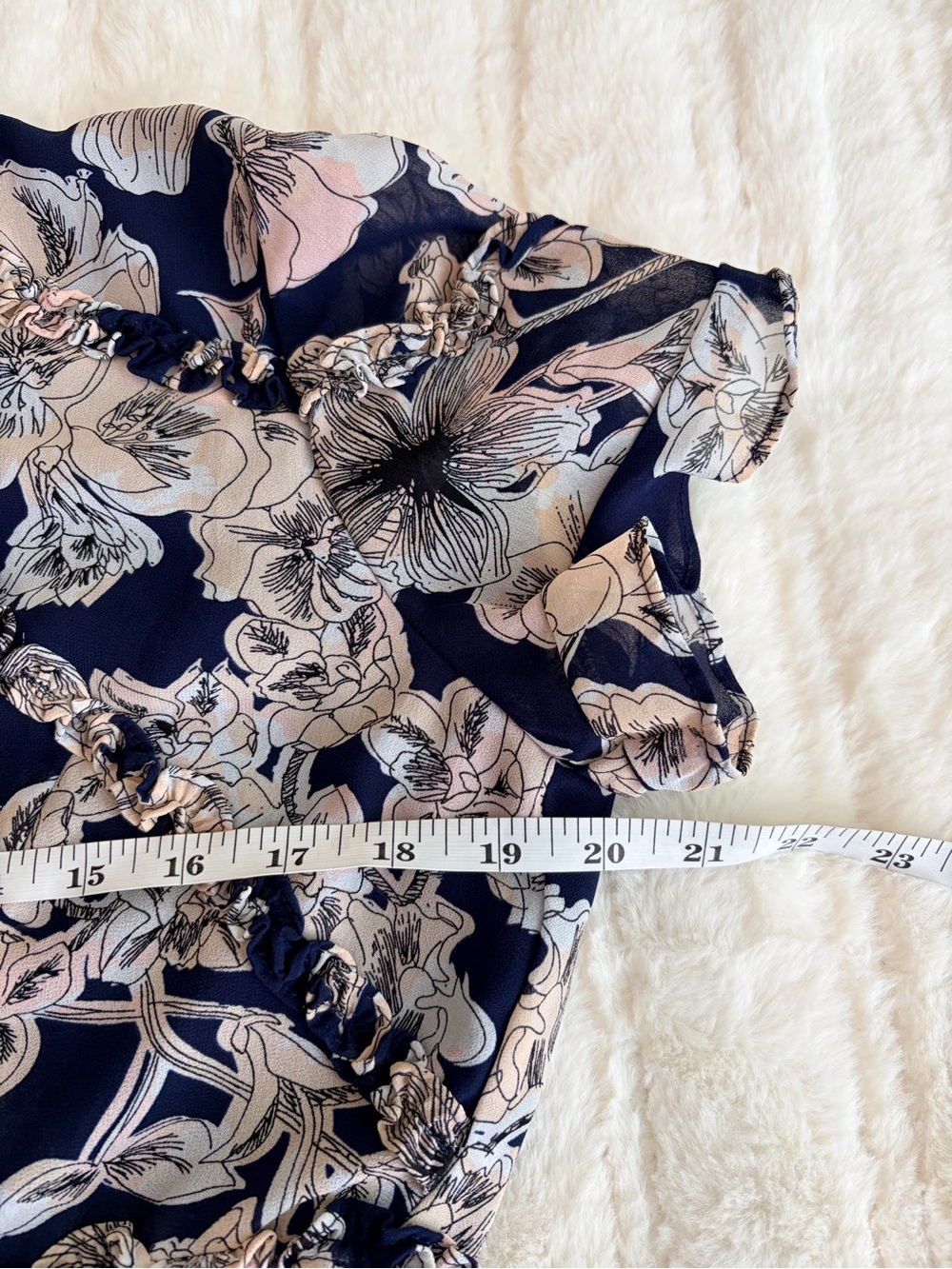 Bardot Navy Dress with Cream Floral Print - Picture 10 of 10